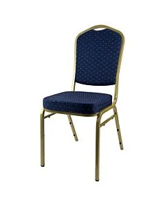 Profile view of Diamond Steel Banqueting Chair in Blue Fabric