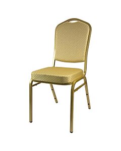 Profile view of Diamond Steel Banqueting Chair in Gold Fabric