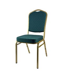 Profile view of Diamond Steel Banqueting Chair in Green Fabric