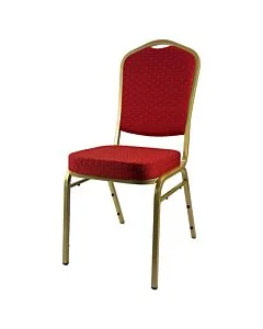 Profile view of Diamond Steel Banqueting Chair in Red Fabric