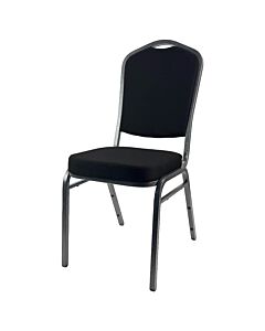 Profile view of Diamond Steel Banqueting Chair in Black Fabric