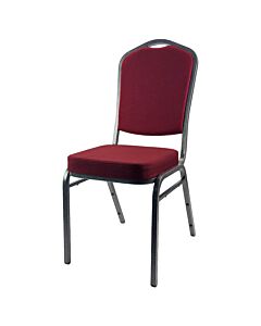 Profile view of Diamond Steel Banqueting Chair in Burgundy Fabric