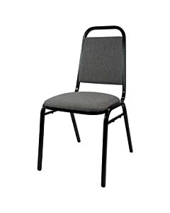 Profile view of Economy Steel Banqueting Chair in Grey Fabric