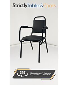 Profile view of Economy Steel Banqueting Chair with Arms in Black Vinyl