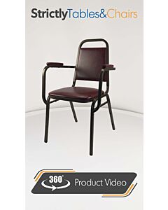 Profile view of Economy Steel Banqueting Chair with Arms in Burgundy Vinyl