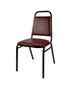 Profile view of Economy Steel Banqueting Chair in Burgundy Vinyl Fabric