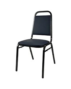 Profile view of Economy Steel Banqueting Chair in Blue Vinyl Fabric