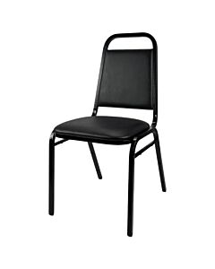 Profile view of Economy Steel Banqueting Chair in Black Vinyl Fabric