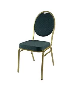Steel Oval Back Banqueting Chair - Gold Frame Green Fabric