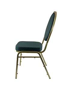 Steel Oval Back Banqueting Chair - Gold Frame Green Fabric