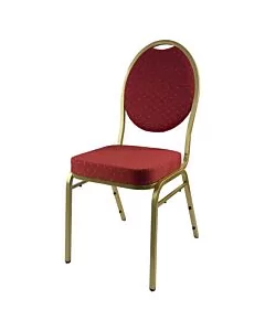 Steel Oval Back Banqueting Chair - Gold Frame Red Fabric