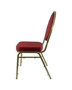 Steel Oval Back Banqueting Chair - Gold Frame Red Fabric