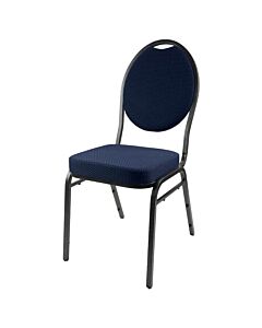 Steel Oval Back Banqueting Chair - Silver Vein Frame Blue Fabric