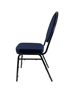 Steel Oval Back Banqueting Chair - Silver Vein Frame Blue Fabric