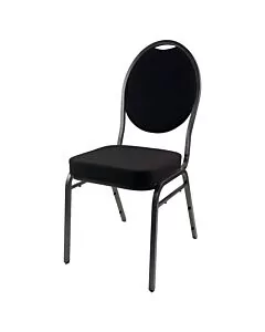 Steel Oval Back Banqueting Chair - Silver Vein Frame Black Fabric