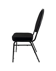 Steel Oval Back Banqueting Chair - Silver Vein Frame Black Fabric