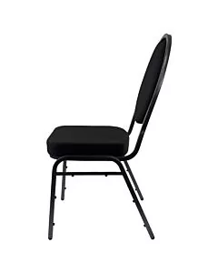 Steel Oval Back Banqueting Chair - Silver Vein Frame Black Fabric
