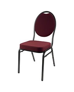 Steel Oval Back Banqueting Chair - Silver Vein Frame Burgundy Fabric