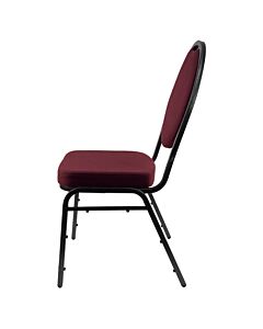 Steel Oval Back Banqueting Chair - Silver Vein Frame Burgundy Fabric
