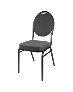 Steel Oval Back Banqueting Chair - Silver Vein Frame Grey Fabric