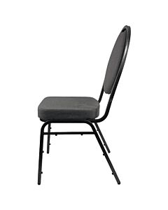 Steel Oval Back Banqueting Chair - Silver Vein Frame Grey Fabric