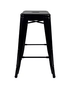 Tolix Style Breakfast Bar Stool - Gloss Black