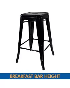 Tolix Style Breakfast Bar Stool - Gloss Black
