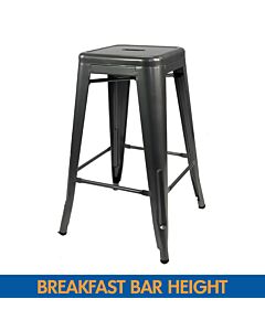 Tolix Style Breakfast Bar Stool - Gloss Gun Metal