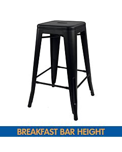 Tolix Style Breakfast Bar Stool - Matte Black