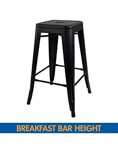 Tolix Style Breakfast Bar Stool - Matte Black