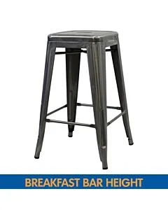 Profile view of Industrial Grey Tolix Breakfast Bar Height Stool