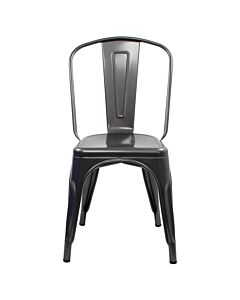 Tolix Style Side Chair - Gloss Gun Metal