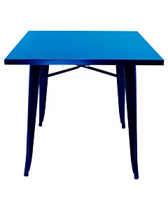 Tolix Style Dining Table - 80cm Square - Gloss Blue