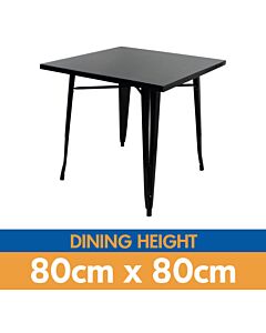 Tolix Style Dining Table - 80cm Square - Gloss Black