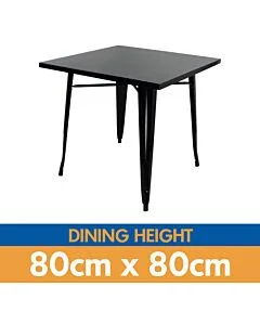 Tolix Style Dining Table - 80cm Square - Gloss Black