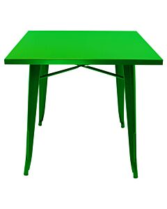 Tolix Style Dining Table - 80cm Square - Gloss Green