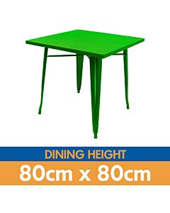 Tolix Style Dining Table - 80cm Square - Gloss Green