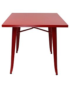 Tolix Style Dining Table - 80cm Square - Gloss Red