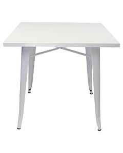 Tolix Style Dining Table - 80cm Square - Gloss White