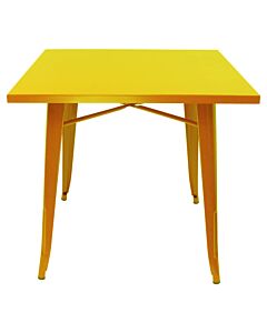 Tolix Style Dining Table - 80cm Square - Gloss Yellow