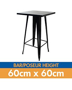 Tolix Style Bar Table - 60cm Square - Gloss Black