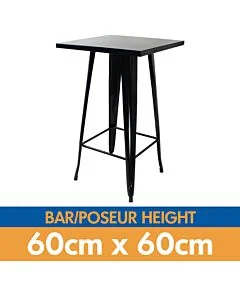 Tolix Style Bar Table - 60cm Square - Gloss Black