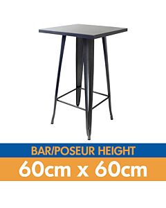 Tolix Style Bar Table - 60cm Square - Gloss Gun Metal Grey