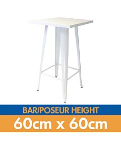 Tolix Style Bar Table - 60cm Square - Gloss White