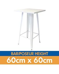 Tolix Style Bar Table - 60cm Square - Gloss White