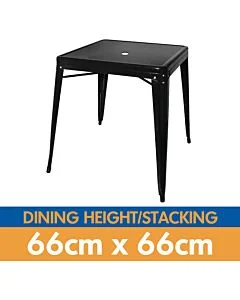 Tolix Style Stacking Dining Table - 66cm Square - Gloss Black
