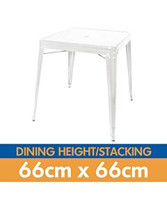 Tolix Style Stacking Dining Table - 66cm Square - Gloss White