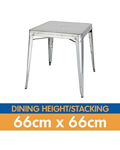 Tolix Style Stacking Dining Table - 66cm Square - Industrial Grey