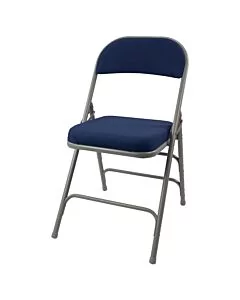 Premium Comfort Plus Extra Folding Chair Silver Frame Blue Fabric