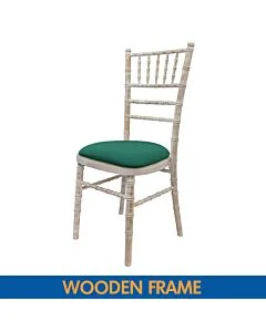 Limewash UK Chiavari Chair with Green Seat Pad